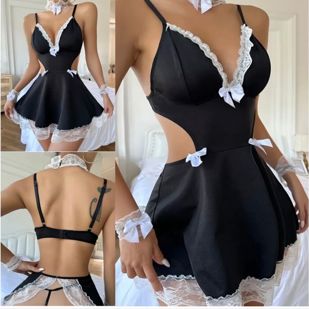 Sexy Lingerie Adult French Maid Cosplay Costume Nighty Cosplay Underwear Sets US